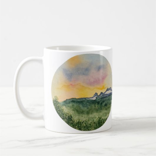 Gebirgssonnenuntergang-Tasse Kaffeetasse (Links)