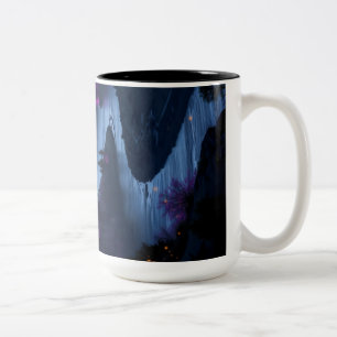 Gebirgstal in der Dämmerung Zweifarbige Tasse