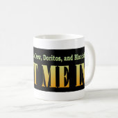 Gebirgstau, -Doritos und -blutvergießen Schwarzes Kaffeetasse (VorderseiteRechts)