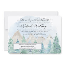 Gebirgswald Bäume Wasserfarbe virtuelle Hochzeit