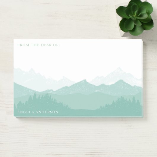 Gebirgswald mit Namensgroßem Post-it Klebezettel (Büro)