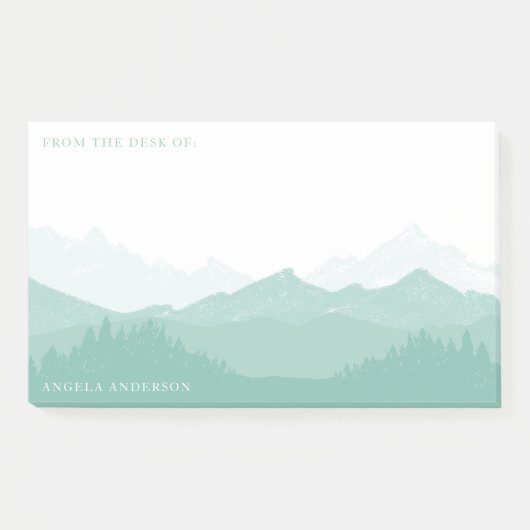 Gebirgswald mit Namensgroßem Post-it Klebezettel (Vorderseite)