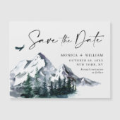 Gebirgswald Save the Date Magnetkarte (Vorderseite)