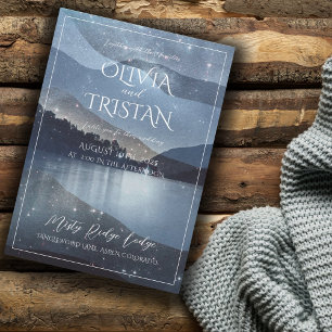 Gebirgswald Wasserfarbe Verzauberte Hochzeit Einladung