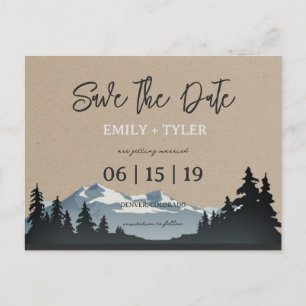Gebirgswaldbäume Save the Date Ankündigungspostkarte