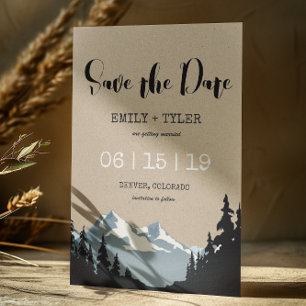 Gebirgswaldbäume Save the Date Ankündigungspostkarte