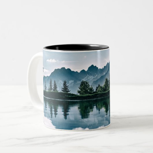 Gebirgswaldreflexion Zweifarbige Tasse (Vorderseite Links)
