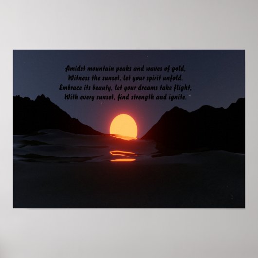 Gebirgswelle Sonnenuntergang Ästhetik Poster (Vorne)