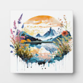 Gebirgszene Watercolor Fotoplatte (Vorderseite)