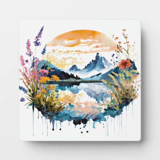 Gebirgszene Watercolor Fotoplatte (Vorderseite)