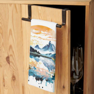 Gebirgszene Watercolor Geschirrtuch