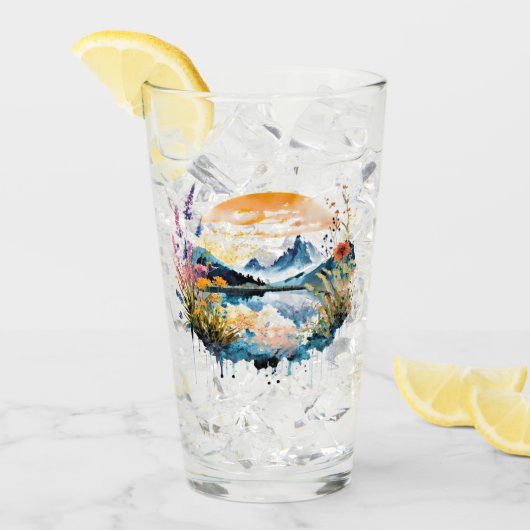 Gebirgszene Watercolor Glas (Vorderseite Ice)