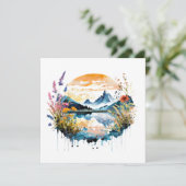Gebirgszene Watercolor Karte (Stehend Vorderseite)