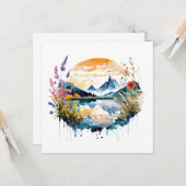 Gebirgszene Watercolor Karte (Vorderseite/Rückseite Beispiel)