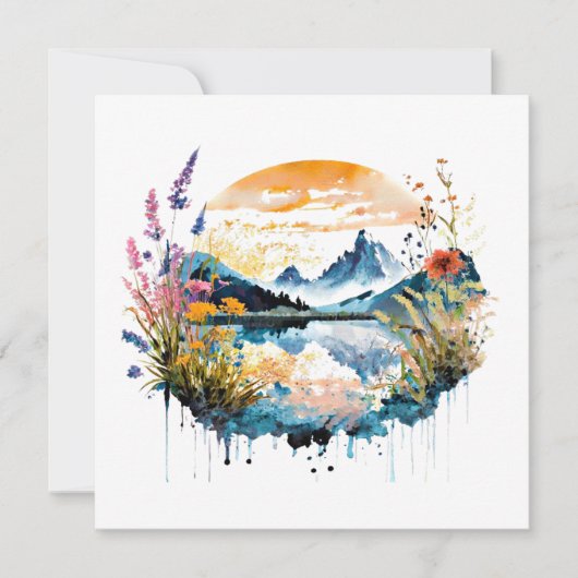 Gebirgszene Watercolor Karte (Vorderseite)