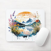 Gebirgszene Watercolor Mousepad (Mit Mouse)