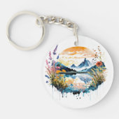 Gebirgszene Watercolor Schlüsselanhänger (Vorderseite)