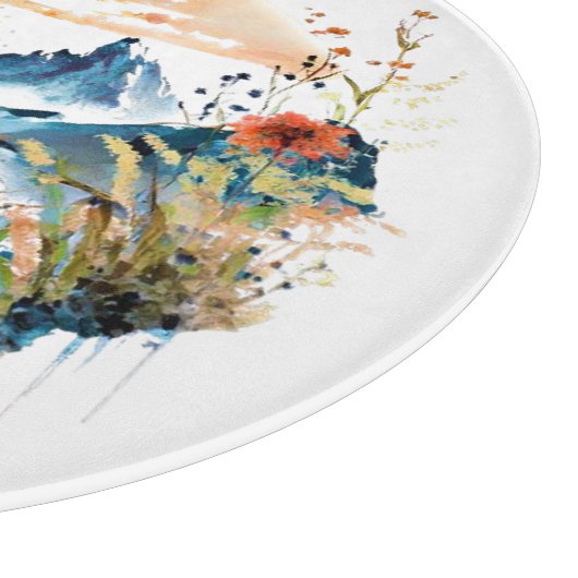 Gebirgszene Watercolor Schneidebrett (Ecke)