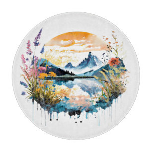 Gebirgszene Watercolor Schneidebrett