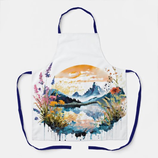 Gebirgszene Watercolor Schürze (Vorderseite)