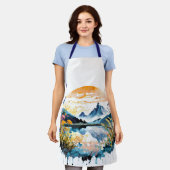 Gebirgszene Watercolor Schürze (Getragen)