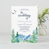 Gebirgsziel am Felsen, Hochzeit von Einladung (Stehend Vorderseite)