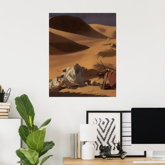 Gebirgt einen verzweifelten und einen Baum mit Obj Poster (Heimbüro)