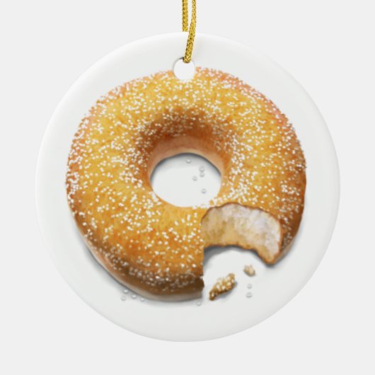 Gebissener gezuckerter Krapfen/Krapfen Keramikornament (Vorne)