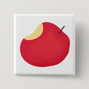 Gebissener roter Apfel gesundes Obst Button