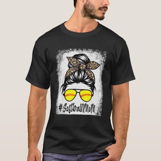 geblasenes Softball-Leben mit Leopard und Messy Bu T-Shirt (Vorderseite)