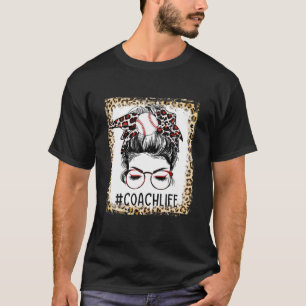 Gebleicht Baseball Coach Messy Bun Game Day Mütter T-Shirt
