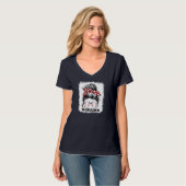 Gebleicht Baseball Mama Messy Bun Game Day Mutter T-Shirt (Vorderseite Vollansicht)