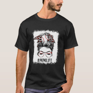 Gebleicht Baseball Mimi Messy Bun Game Day Mütter T-Shirt