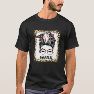 Gebleicht Baseball Nana Messy Bun Game Day Mütter T-Shirt