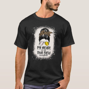 gebleicht Baseball Softball Messy Bun Mama beider T-Shirt