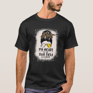 gebleicht Baseball Softball Messy Bun Mama beider T-Shirt