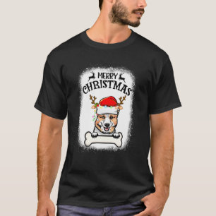 gebleicht Corgi Weihnachtsmannmütze Reindeer Light T-Shirt