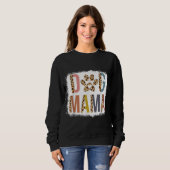 gebleicht Dog Mama Leopard & Boho Mama Life Mütter Sweatshirt (Vorne ganz)