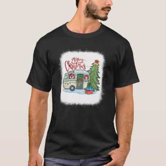 Gebleicht Frohe Weihnachten glückliche Camper Camp T-Shirt