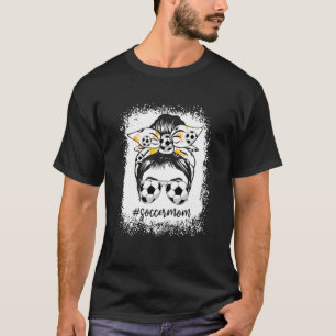 gebleicht Fußball Mama Messy Bun Soccer T-Shirt