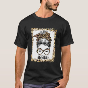 Gebleicht Gigi Life Unordentlicher Dutt Leoparden T-Shirt