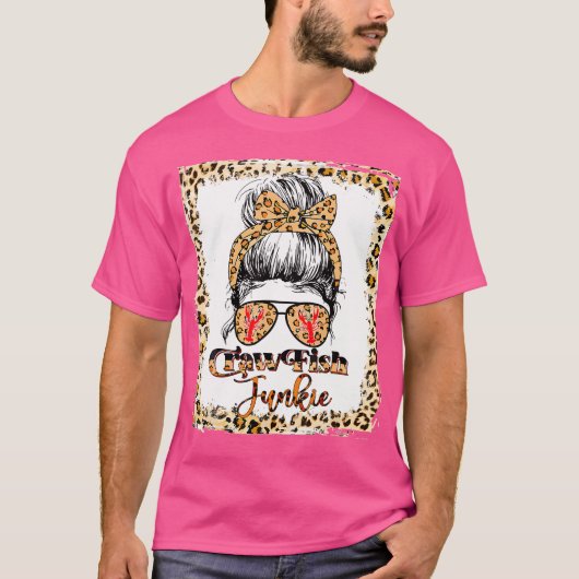 gebleicht Krautfisch Junkie Leopard Messy Bun mit  T-Shirt (Vorderseite)