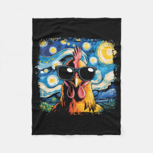 Gebleicht lustiges Huhn Sternennacht Van Gogh Huhn Fleecedecke