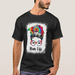 gebleicht Mama Leben Messy Bun Gefärbte Krawatte M T-Shirt