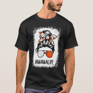 gebleicht Mama Life Volleyball Baseball Messy Hair T-Shirt