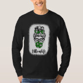 gebleicht Messy Bun Hair Tragen Fußball Sonnenbril T-Shirt (Vorderseite)