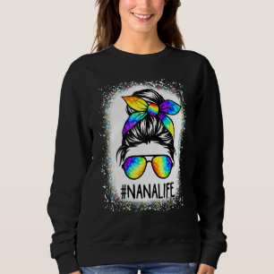 gebleicht Nana Life Messy Hair Bun Gefärbte Krawat Sweatshirt