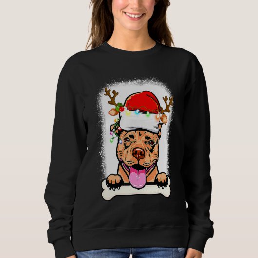 gebleicht Pitbull Weihnachtsweih Weihnachtsweih Re Sweatshirt (Vorderseite)