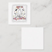 gebleicht Retro Hippie Halloween Ghost Boo Spooky  Quadratische Visitenkarte (Vorne/Hinten)