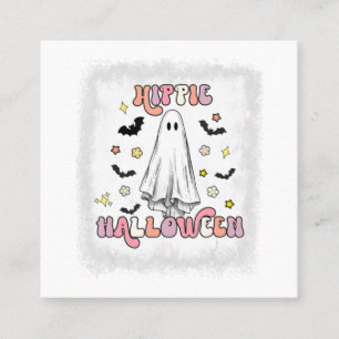 gebleicht Retro Hippie Halloween Ghost Boo Spooky  Quadratische Visitenkarte